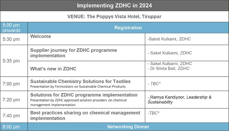 ZDHC Tiruppur 2024 Agenda